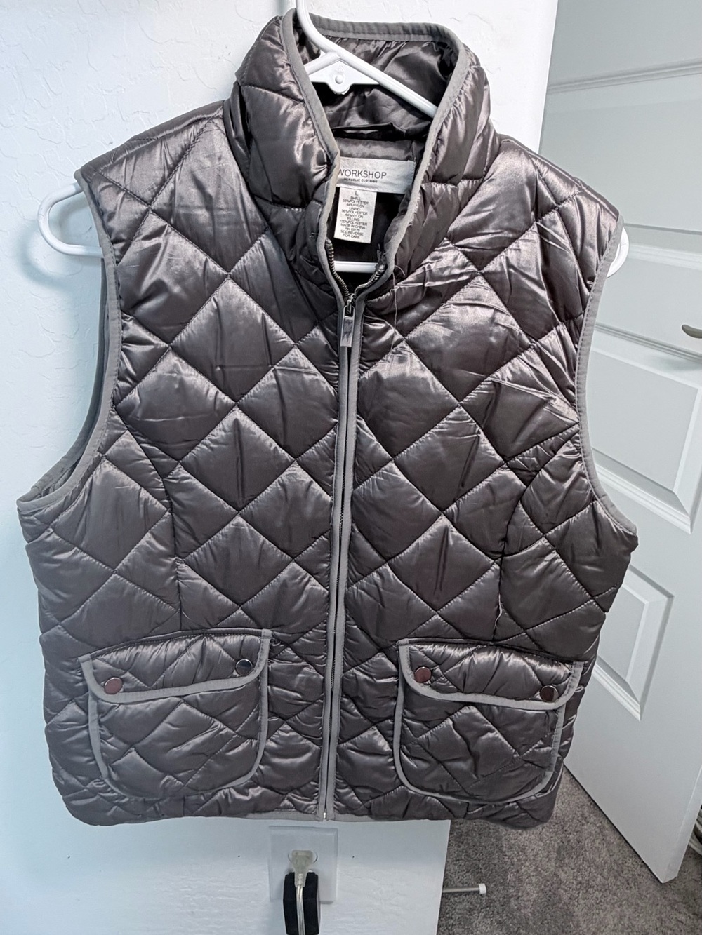 Workshop Republic Clothing Quilted Puffer Vest - Charcoal Gray